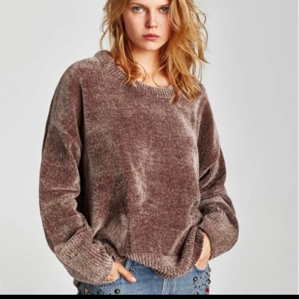 Listicle Rust Brown Chenille Oversize Knit Sweater